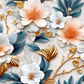 3D White And Gold Floral - Ready To Press Sublimation Transfer Print Sublimation