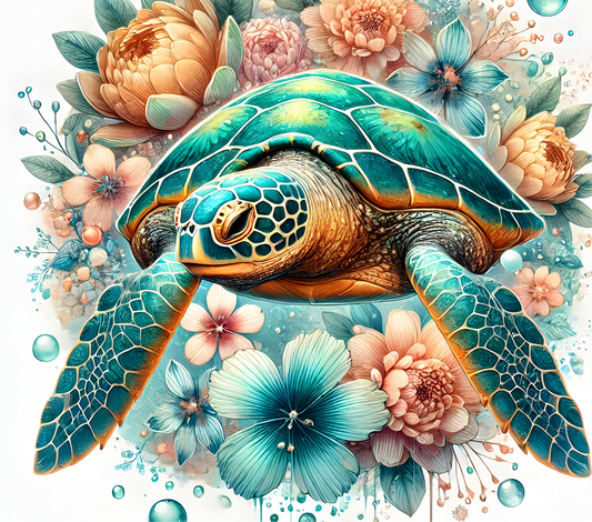 Turtle floral - ready to press sublimation transfer print