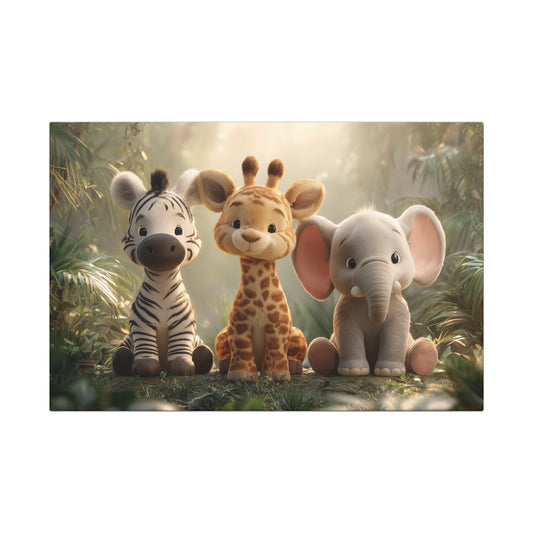Copy of Whimsical Animal Canvas Art Wraps, Safari Nursery Decor, Kids Room Wall Art, Giraffe, Elephant, Zebra Artwork, Baby Shower Gift