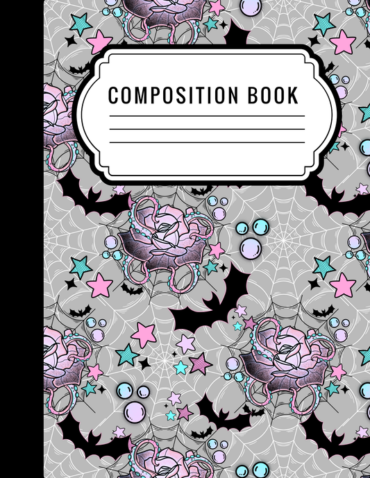 Flowers and bats - Composition notebook vinyl