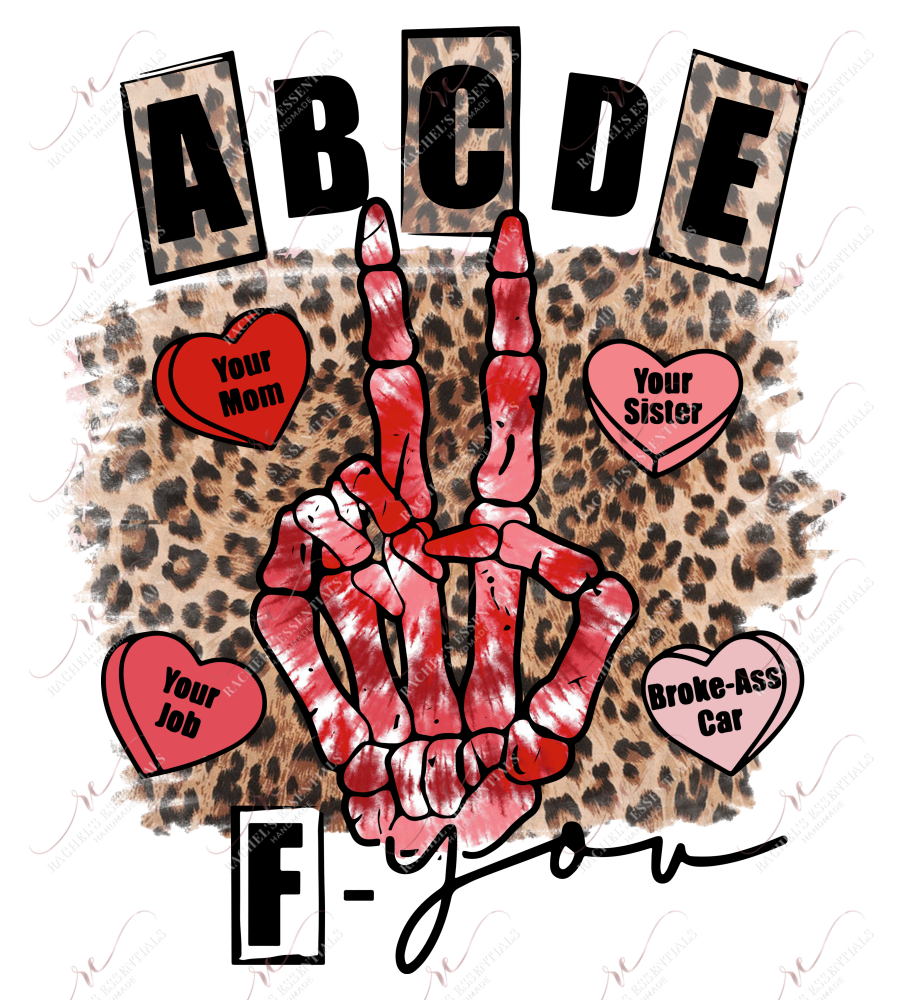 Abcdefu Skeleton Hand - Ready To Press Sublimation Transfer Print Sublimation