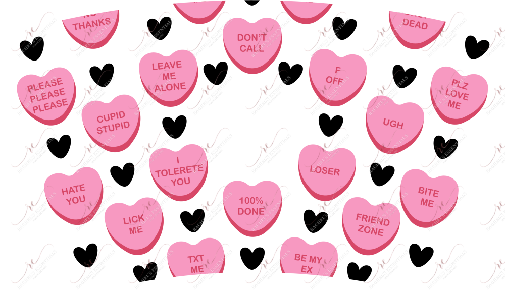 Anti-Valentine Conversation Hearts - Cold Cup Wrap Cold