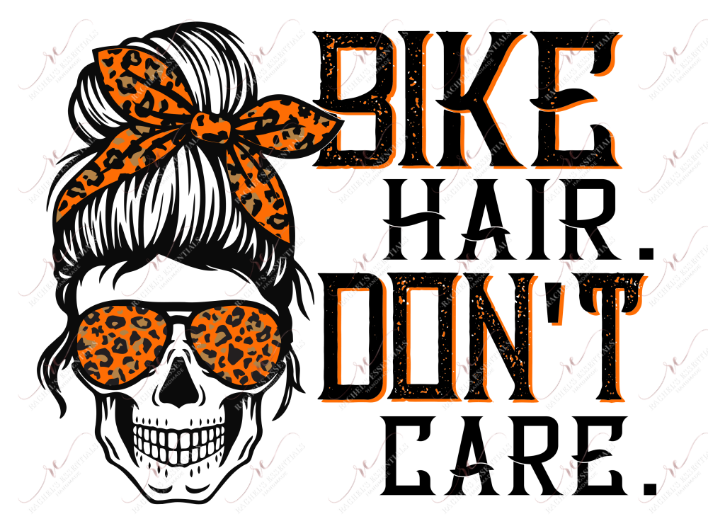 Bike Hair Dont Care Skull - Ready To Press Sublimation Transfer Print Sublimation
