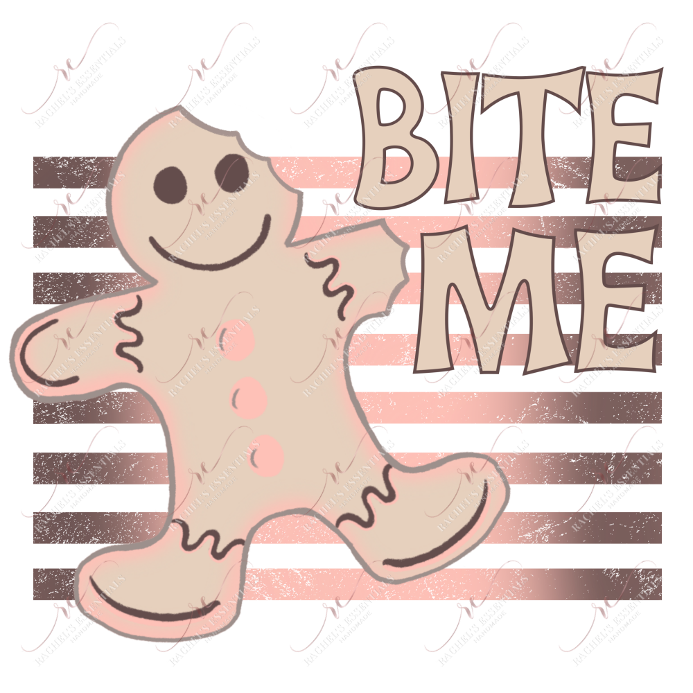Bite Me Gingerbread Man - Clear Cast Decal