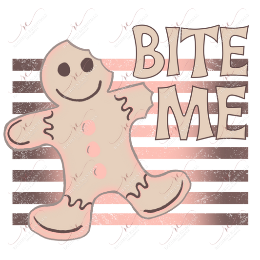 Bite Me Gingerbread Man - Clear Cast Decal