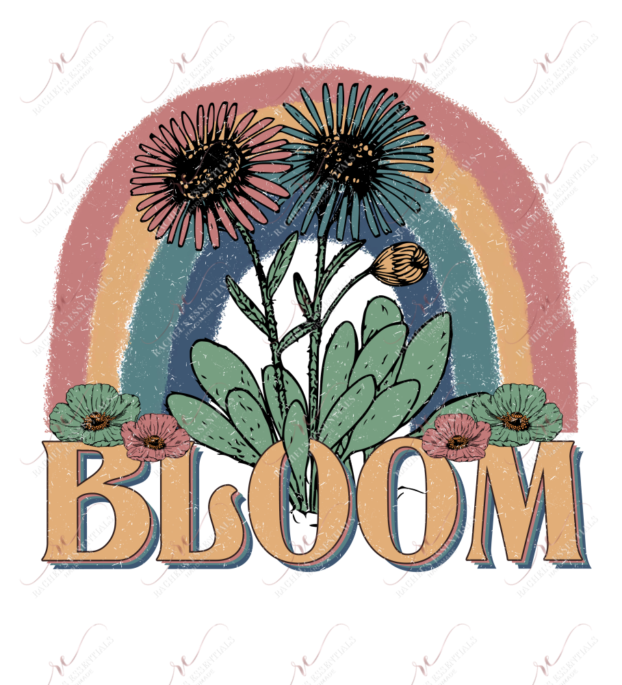 Bloom Rainbow And Flowers - Ready To Press Sublimation Transfer Print Sublimation