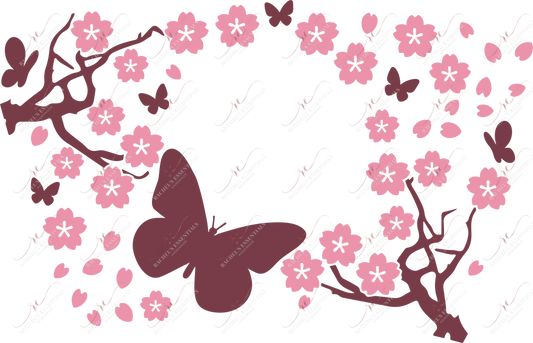 Cherry Blossom And Butterflies - Cold Cup Wrap