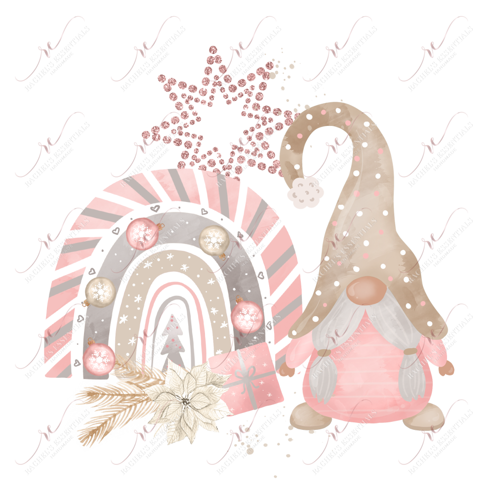 Christmas Gnome Rainbow Pastel - Clear Cast Decal