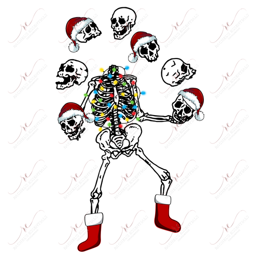 Christmas Skeleton Juggling Skulls - Ready To Press Sublimation Transfer Print Sublimation