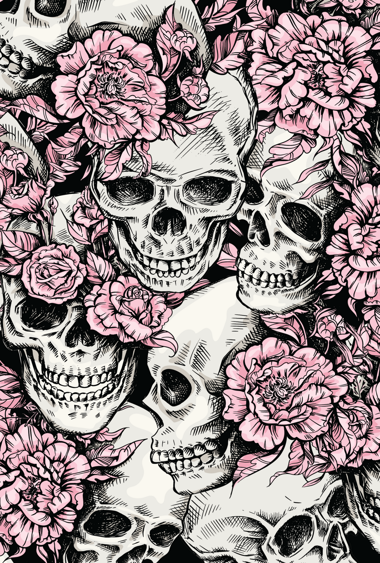 Pink floral skulls - Composition notebook vinyl