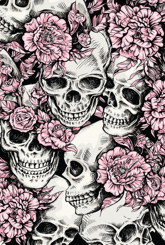 Pink floral skulls - Composition notebook vinyl