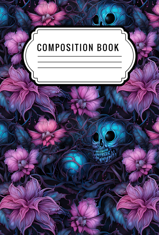 Floral skulls - Composition notebook vinyl