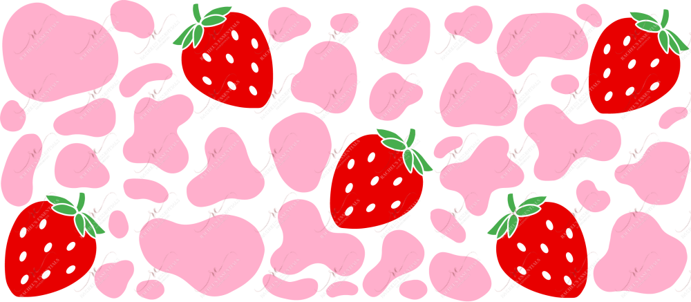 Cow Print With Strawberries - 16Oz Vinyl Libbey Wrap