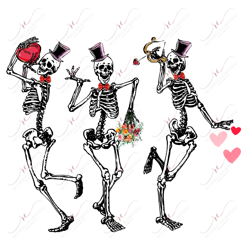 Dancing Valentine Skeletons - Ready To Press Sublimation Transfer Print Sublimation