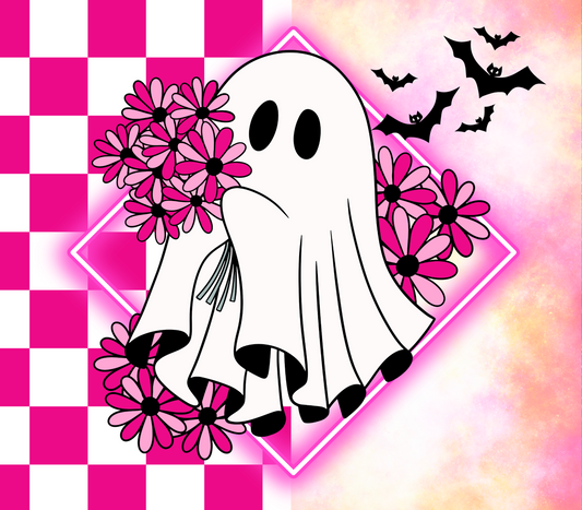 Pink floral ghost - ready to press sublimation transfer print