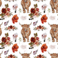 Hyland Cow Floral - Ready To Press Sublimation Transfer Print Sublimation
