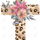 Leopard Cross With Flowers - Ready To Press Sublimation Transfer Print Sublimation