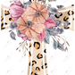 Leopard Cross With Flowers - Ready To Press Sublimation Transfer Print Sublimation