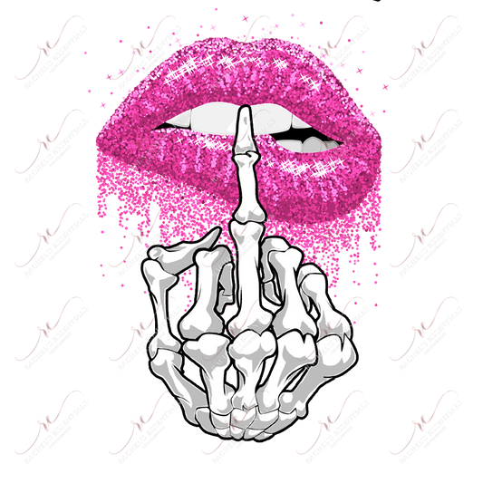 Lips And Skeleton Hand Middle Finger - Ready To Press Sublimation Transfer Print Sublimation