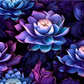 Lotus purple blue - ready to press sublimation transfer print seamless