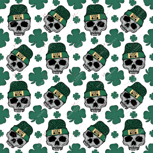 Lucky Af Skull Leopard - Vinyl Wrap Seamless Vinyl