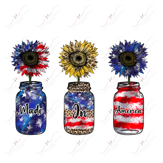 Made In America Mason Jars - Ready To Press Sublimation Transfer Print Sublimation