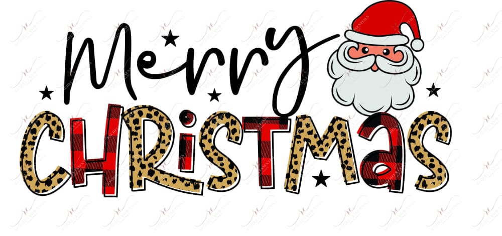 Merry Christmas Plaid And Leopard - Ready To Press Sublimation Transfer Print Sublimation