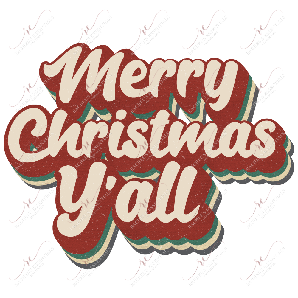 Merry Christmas Yall - Ready To Press Sublimation Transfer Print Sublimation