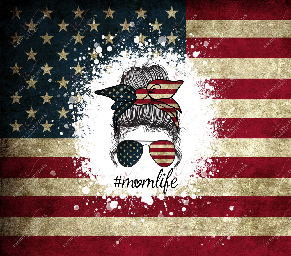 Mom Life Flag Messy Bun Wrap- Ready To Press Sublimation Transfer Print Sublimation