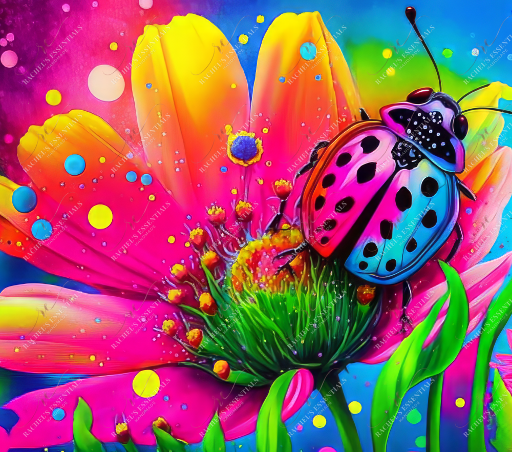 Neon Flower And Bug - Vinyl Wrap Vinyl