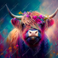 Neon Highland Cow- Clear Cast Decal