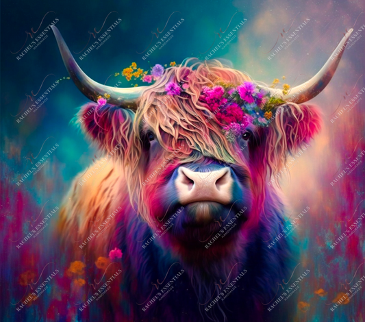 Neon Highland Cow- Vinyl Wrap Vinyl