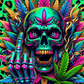 Neon Weed Skull - Ready To Press Sublimation Transfer Print Sublimation