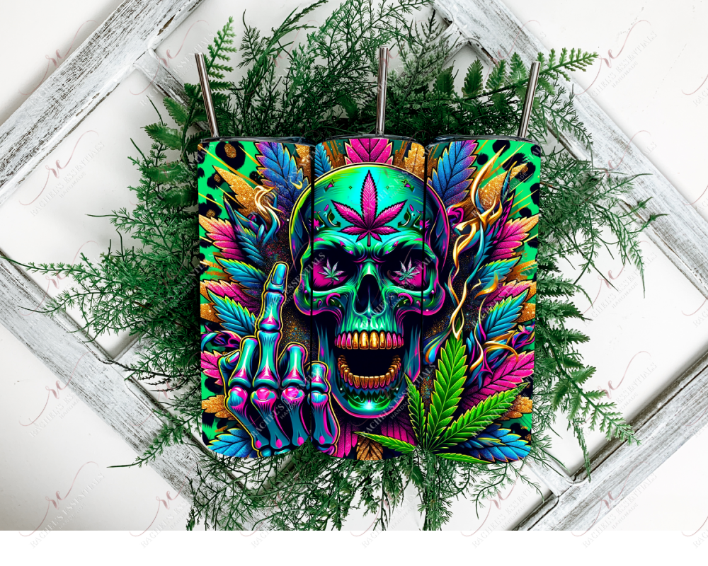 Neon Weed Skull - Ready To Press Sublimation Transfer Print Sublimation