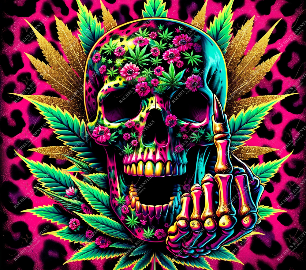 Neon Weed Skull - Vinyl Wrap Vinyl