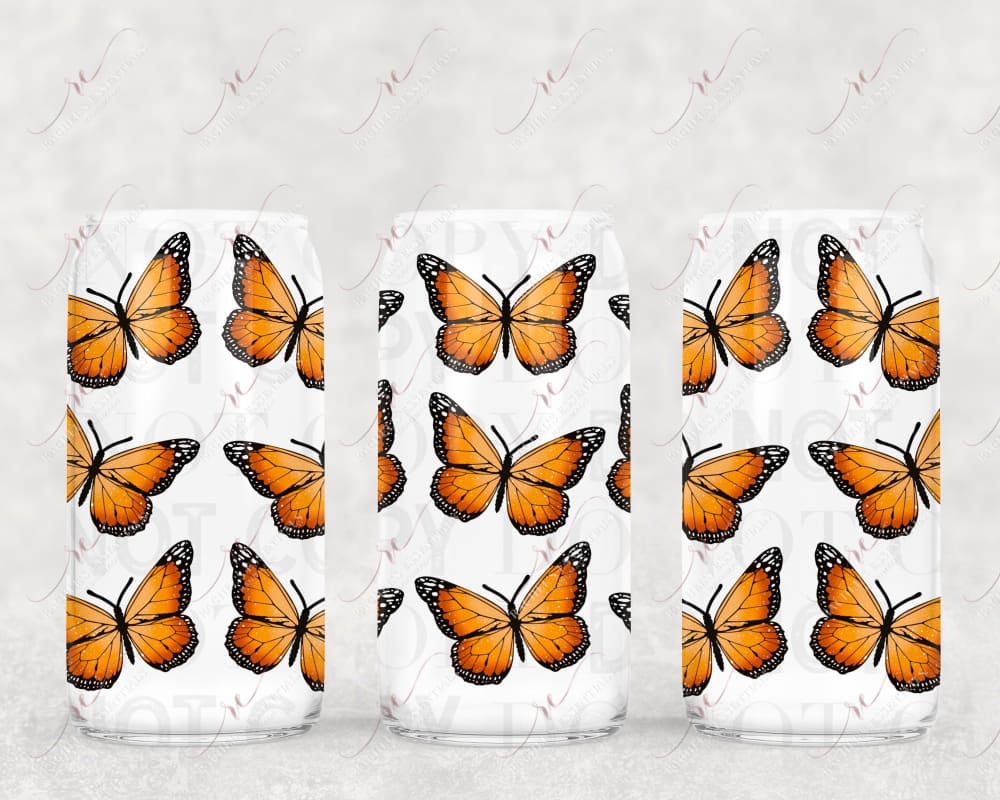 Orange Butterfly - 16Oz Vinyl Libbey Wrap