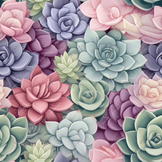 Pastel Succulent 3 - Vinyl Wrap Seamless Vinyl