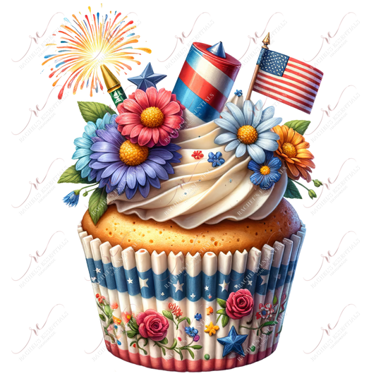 Patriotic Cupcake - Ready To Press Sublimation Transfer Print Sublimation