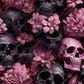 Pink And Black Floral Skulls - Vinyl Wrap Vinyl