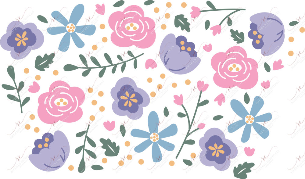 Pink And Purple Go Flowers No Hole - Cold Cup Wrap Cold