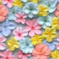 Pink/Blue/Yellow 3D Flowers-Ready To Press Sublimation Transfer Print Sublimation