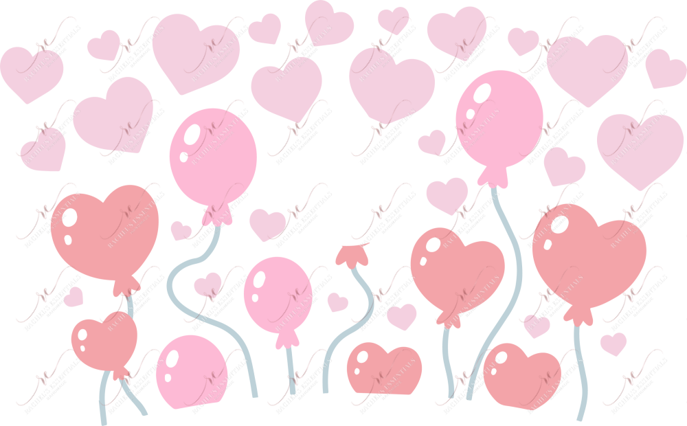Pink Heart Balloons - Cold Cup Wrap Cold