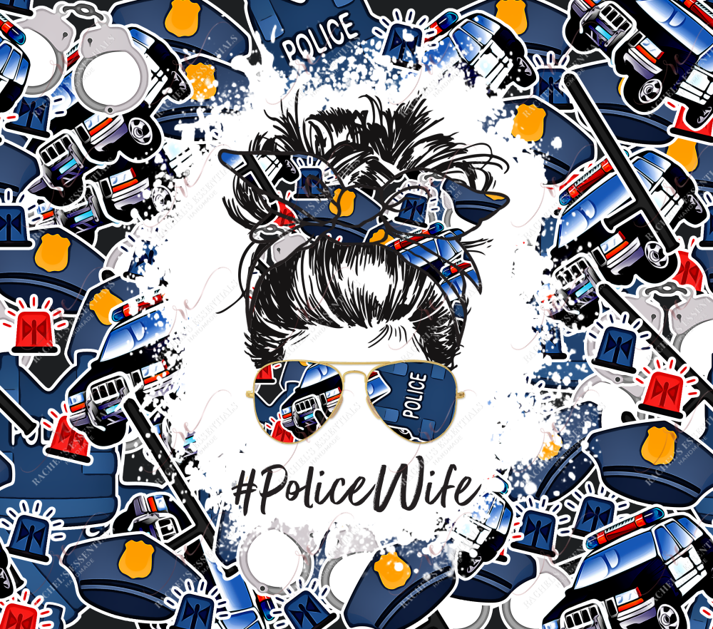 Police Wife Messy Bun Wrap- Ready To Press Sublimation Transfer Print Sublimation