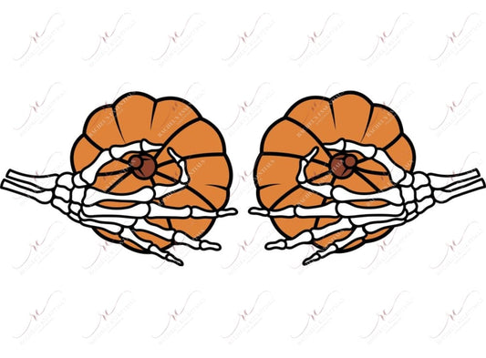 Pumpkin Skeleton Hands - Ready To Press Sublimation Transfer Print Sublimation