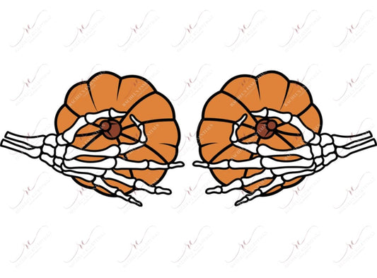 Pumpkin Skeleton Hands - Ready To Press Sublimation Transfer Print Sublimation