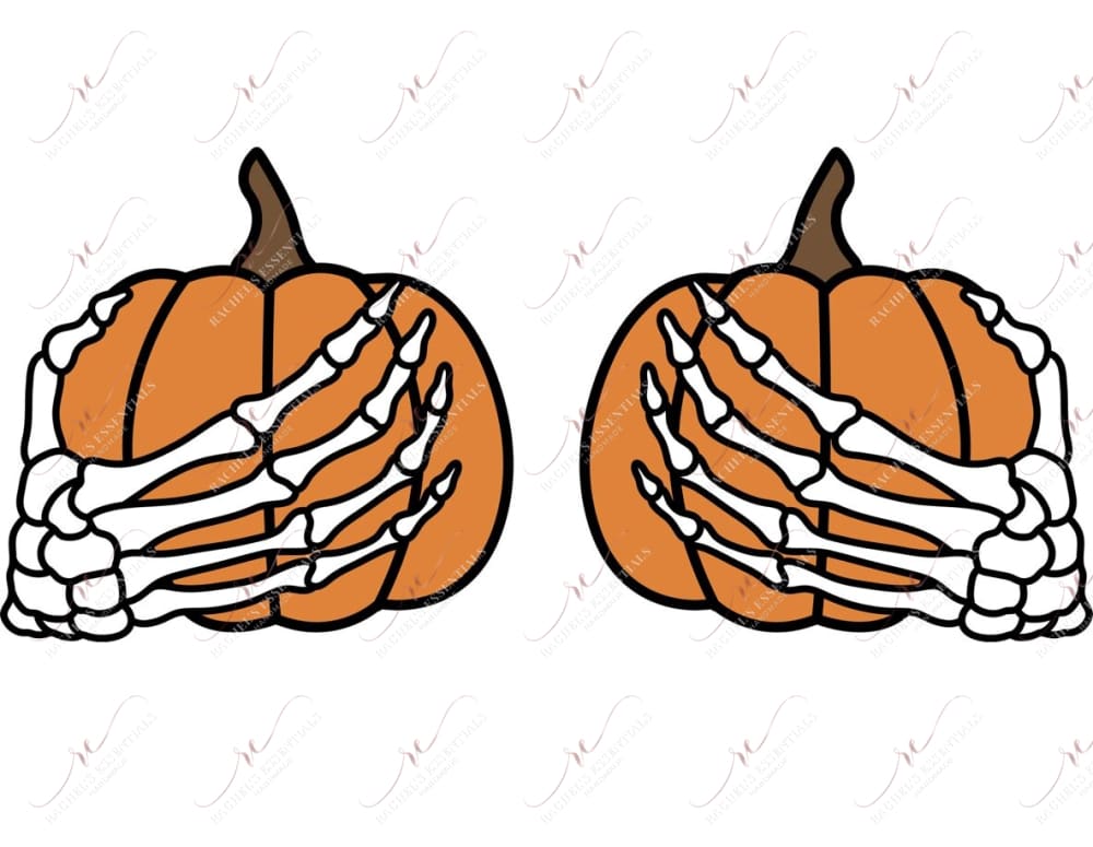 Pumpkin Skeleton Hands - Ready To Press Sublimation Transfer Print Sublimation