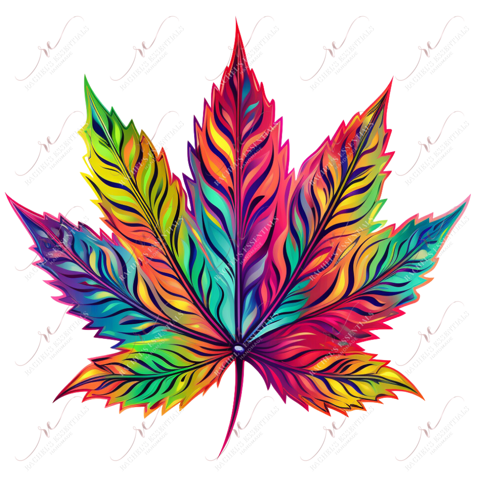 Rainbow 420 Leaf 4 - Ready To Press Sublimation Transfer Print Sublimation