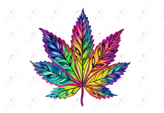 Rainbow 420 Leaf 5 - Ready To Press Sublimation Transfer Print Sublimation
