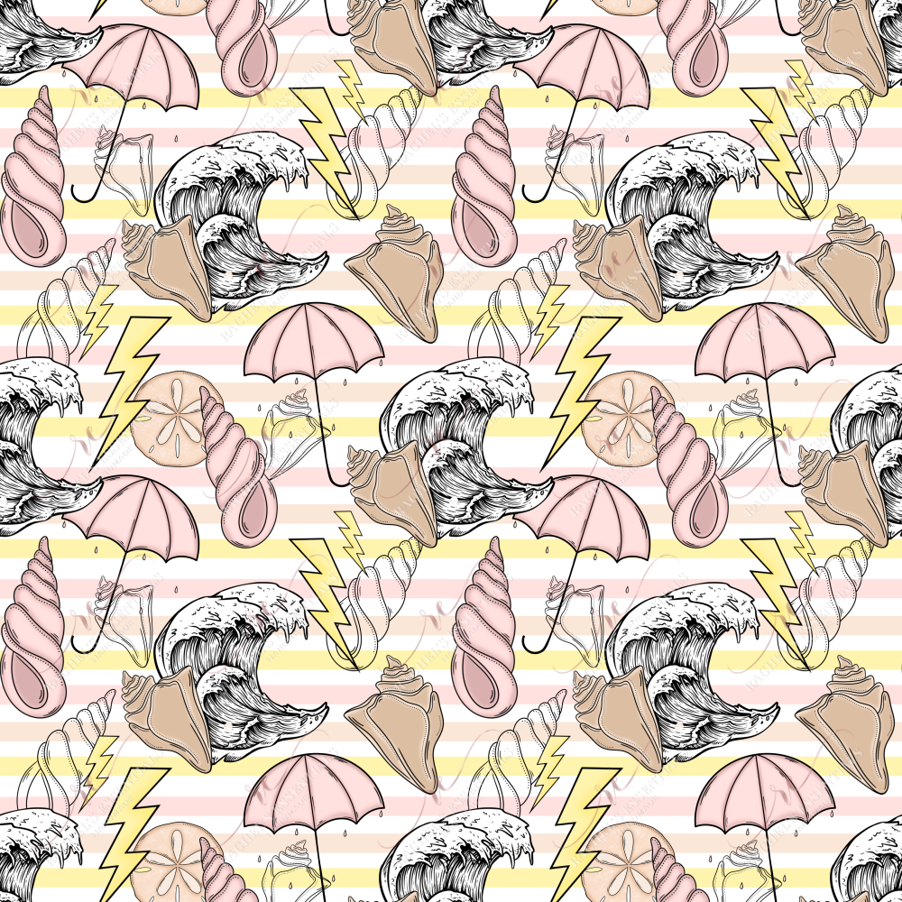 Shells And Stripes- Vinyl Wrap Seamless Vinyl