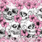 Skulls And Flowers Pink - Ready To Press Sublimation Transfer Print Sublimation